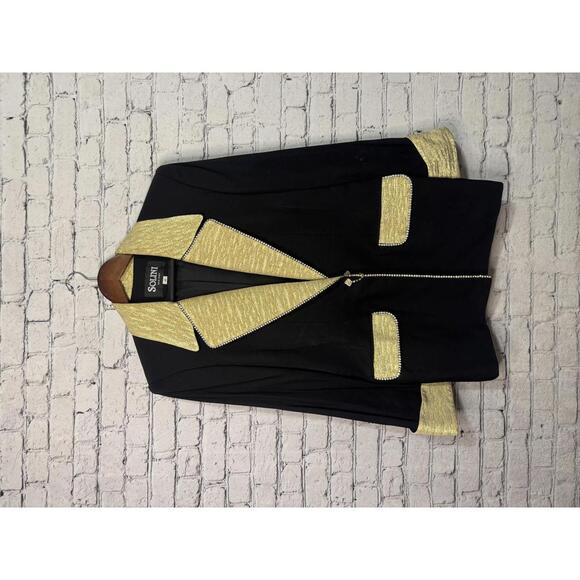 Jackets & Blazers - Solini Women's Black‎ and Gold Blazer Size 10